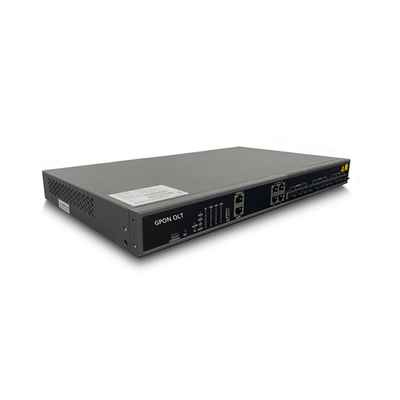 OS-GP08W GPON OLT 8PON Gestión NMS/CLI/Web con 4 puertos de enlace ascendente de 10GE, alimentación AC/DC, chip Broadcom ZTE, Fiberhome, Huawei proveedor